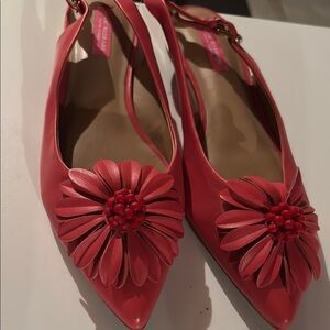 Retro pink floral sling backs- Isaac Mizrahi New York